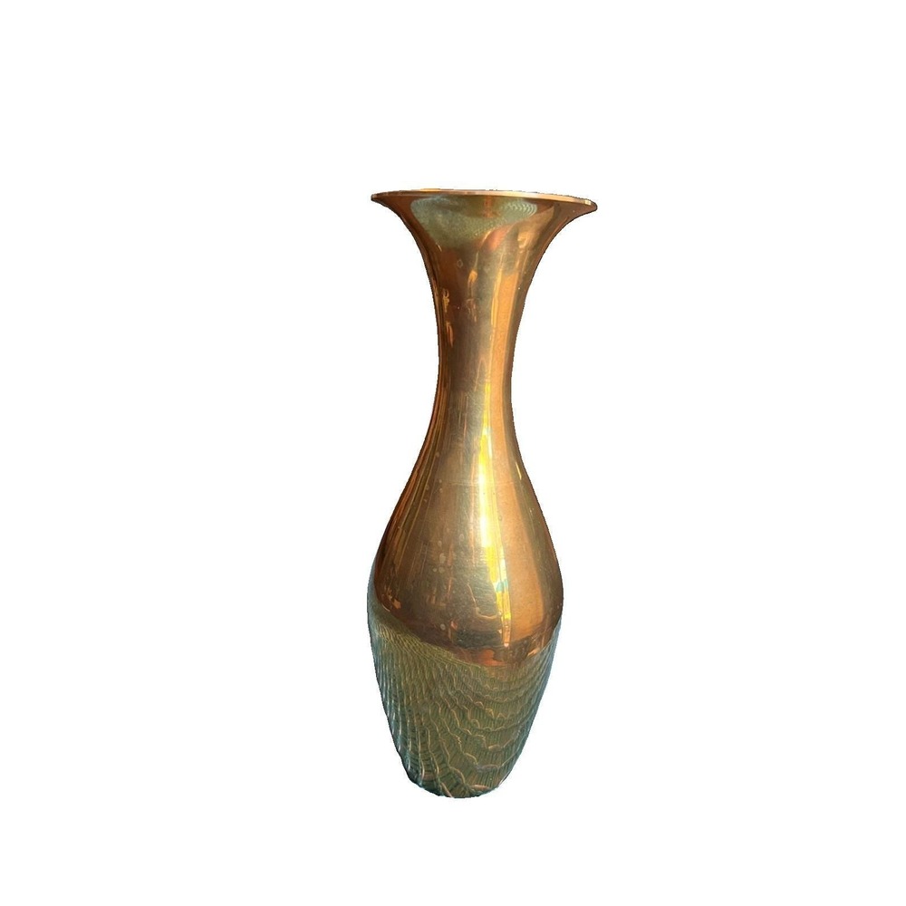 Vintage Solid Brass Trumpet Bud Vase Mid Century Modern MCM Boho Table Decor 9"